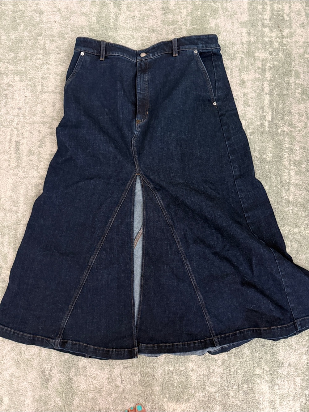 Banana Republic Dark Indigo Denim A-Line Maxi Skirt with Front Slit